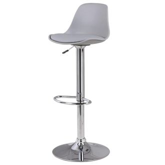 Koketto Home Taburete de cocina ajustable con pata central cromada y asiento gris
