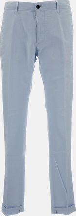 Incotex Light Blue Slim-Fit Cotton Trousers With Cuffed Hem