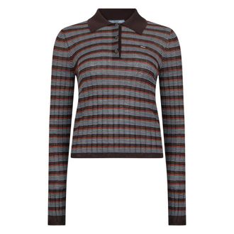Prada Truien & Vesten, Dames, Veelkleurig, M, Wol, Gestreepte Polo