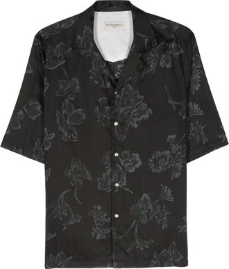 Officine G&eacute;n&eacute;rale Eren floral-print shirt - men - Cotton - M - Black