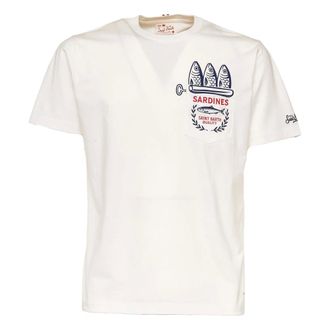 MC2 Saint Barth T-Shirts, male, White, Size: XL Crew-neck Short-sleeve T-shirt