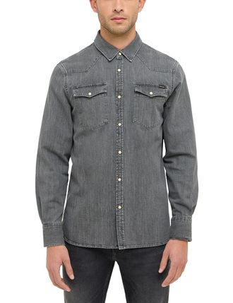 Mustang Langarmhemd MUSTANG Herren Style Duver, Herren, Gr. 3XL, US-Gr&ouml;ssen, dunkelgrau 300, Popeline, 100% Baumwolle, unifarben, regular fit, Hemden Langarmh