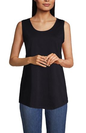Lands End Supima Cotton Tunic Tank Top in Black at Nordstrom, Size X-Small P