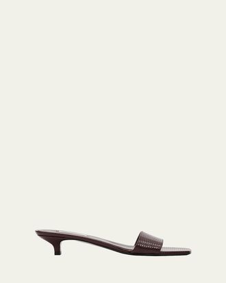 Toteme Lizard Leather Kitten-Heel Sandals
