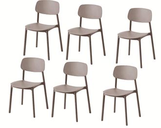Far Kit 6 Sedie Polipropilene Cucina Bar Ristorante Sedia Interno Esterno Tortora 733k