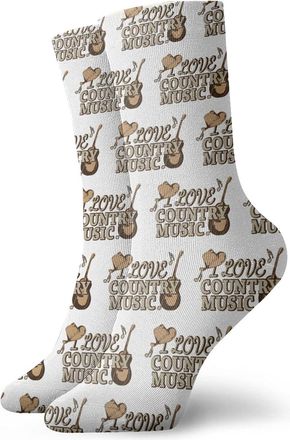 XCNGG I Love Country Music Athletic Crew Socks Casual Work Sock Hiking With Moisture Wicking Thick Warm