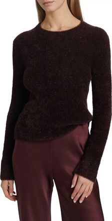 Vince Metallic Eyelash Pullover Sweater In Brown