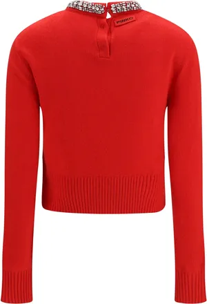 Pinko Womens Berlino Wool Sweater Rosso Ibisco