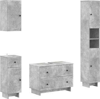 vidaXL Juego De Armarios De Ba&ntilde;o De 4 Piezas Ede Gris Hormig&oacute;n Vidaxl