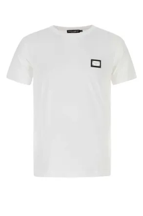 Dolce & Gabbana Logo-Patch Cotton T-Shirt - White
