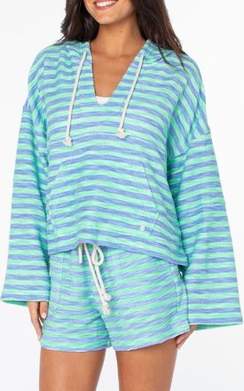 Roxy Rich Coast Stripe Hooded Sweatshirt in Spring Bud at Nordstrom, Size Xx-Large