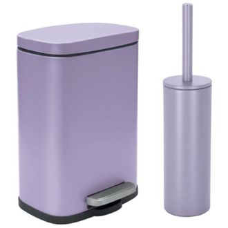 Spirella Juego De Cubo De Basura Con Pedal Y Escobilla De 5 Litros Akira Matt Lavender Spirella