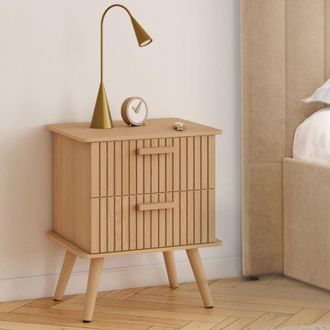 IDMarket Idmarket - Lote De 2 Mesillas De Noche Juliette, 2 Cajones Efecto Listones