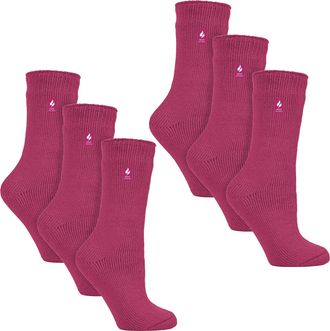 Heat Holders Womens 6 Pairs Ladies Original Thick Winter Thermal Socks - Pink - Size UK 4-8