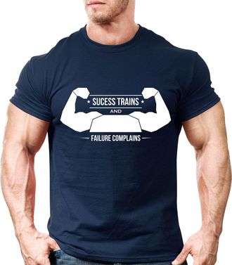 Generic Sucess Trains and failour Complains T-Shirt Workout Gym Bodybuilding Weightlifting Motivation Kids Adult Unsiex Top (Navy, 4XL)