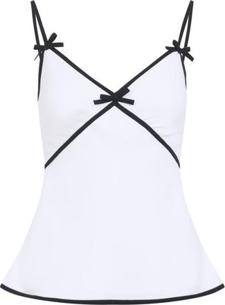 Moschino White Solid V Neck Top