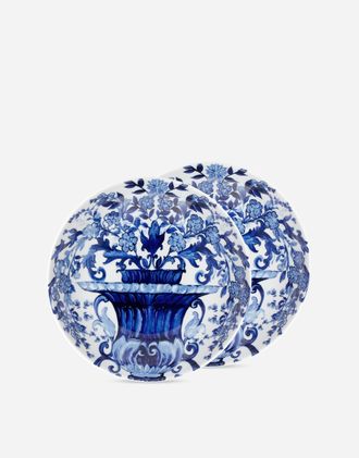 Dolce & Gabbana Set 2 Porcelain Soup Plates - Soup Bowl Multicolor Onesize