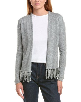Sofiacashmere Sofiacashmere Fringe Wool & Cashmere-Blend Cardigan