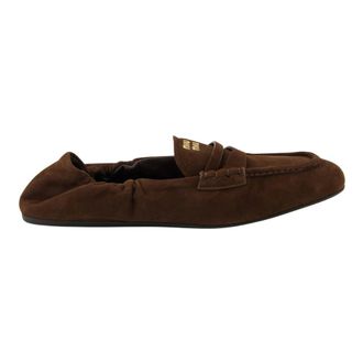 Miu Miu Mocasin de Ante con Volantes - Shoes - Mujer - Marr&oacute;n - 37 1/2 EU