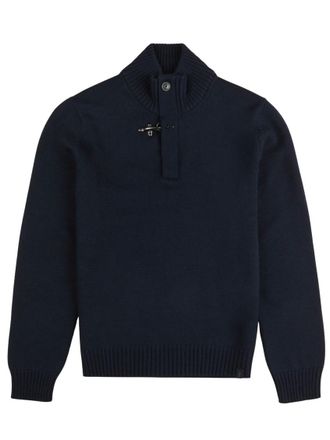 Fay Navy Blue Wool High-neck Sweater