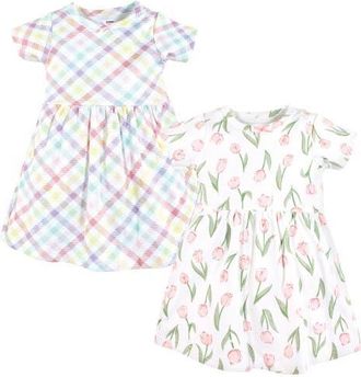 Hudson Baby Cozy Stylish All-Season Baby Dress 2Pk in Pink Tulips at Nordstrom, Size 3T
