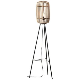Endon Lighting Mathias Base & Shade Floor Lamp, Natural Bamboo, Plywood, Matt Black Paint