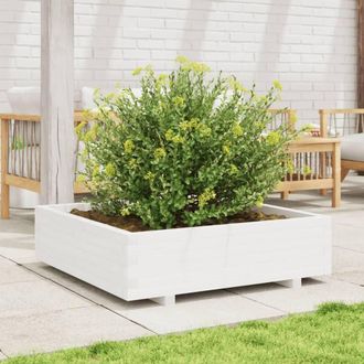 Berkfield Home Decorative Garden Planter White 90x90x26.5 cm Solid Wood Pine