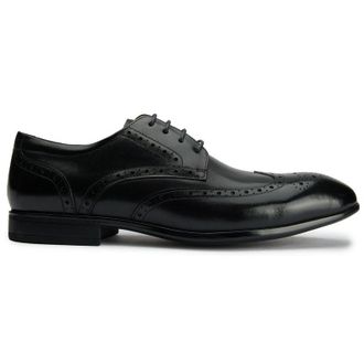 Sole Mens Ldn Wide Fit Brogue Shoes - Black Leather - Size UK 10