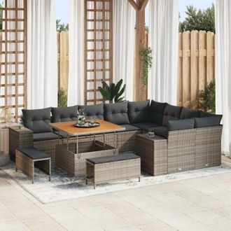vidaXL Vidaxl - Conjunto De Sof&aacute; De Jard&iacute;n 12 Pcs Gris 100 X 100 X 71 Cm