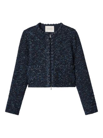 Lafayette 148 New York Cosmos zip-up boucl&eacute; tweed jacket - Blue