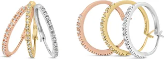 House of Brilliance 14K Tri-Toned Gold 1/3 Cttw Diamond Triple Hoop Earrings