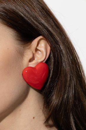 Moschino Heart Motif Clip-on Earrings, Womens, Red