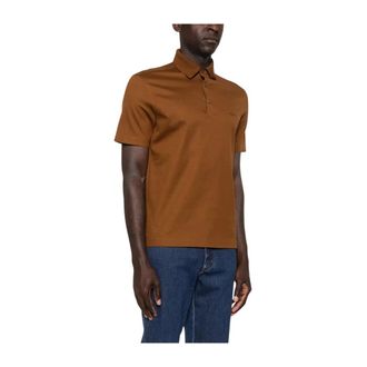 Ermenegildo Zegna Polo Shirts, male, Brown, Size: 2XL Embroidered 232 Cotton Polo Shirt