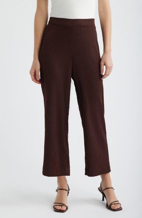 Anne Klein Crinkle Ankle Wide Leg Pants in Dark Chocolate at Nordstrom, Size X-Small P