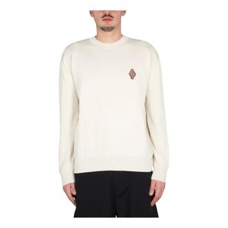 Marcelo Burlon Round-neck Knitwear, male, Beige, Size: M Sunset Cross Knit Basic Crew