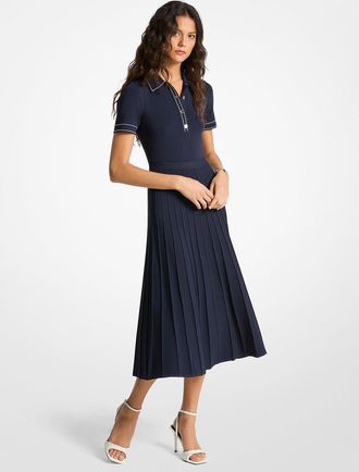 Michael Kors Stretch Knit Polo Midi Dress
