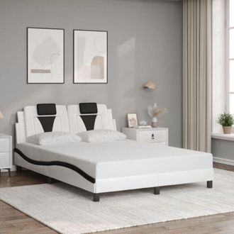 vidaXL Vidaxl - Estructura Cama Cabecero Cuero Sint&eacute;tico Blanco Negro 120x200cm