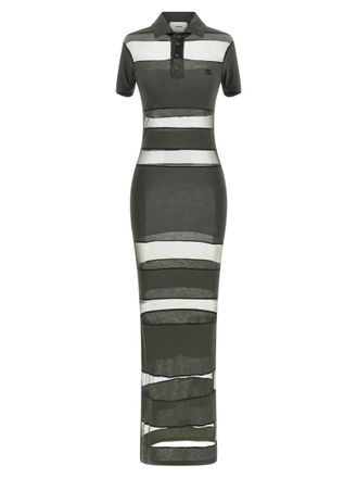 Coperni Green Striped Sheer Polo dress
