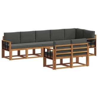 vidaXL Conjunto De Sof&aacute;s De Exterior 8 Pcs Natural Y Antracita Vidaxl