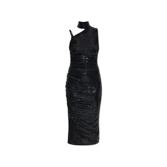 Versace Jeans Couture Glanzende jurk - Dames - Feestkleedjes - Zwart - XS - Pailletten - Kleedjes