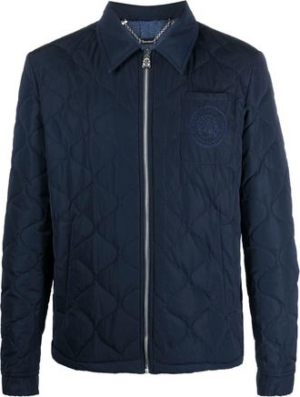 Billionaire Boys Club embroidered quilted windbreaker - men - Cupro/Polyester/Polyester - L - Blue