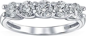 Pompeii3 1Ct T. W. Five Stone Diamond Wedding Ring 14k White or Yellow Gold Lab Grown