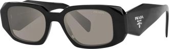 Prada Rechthoekige zonnebril met grijze lenzen - Dames - Zonnebrillen - Zwart - 49 MM - Accessoires