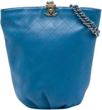 Chanel Pre-owned Quilted Leather Backpack - Dames - Vintage Tas - Blauw - ONE Size - Leer - Vintage