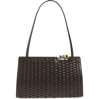 Jacquemus Le Salon Woven Leather Shoulder Bag in Dark Brown 880 at Nordstrom