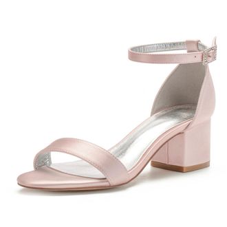 Miyoopark Comfortable Wedding Shoes for Women Block Low Heel Evening Sandals M534 Dusty Rose UK 6.5