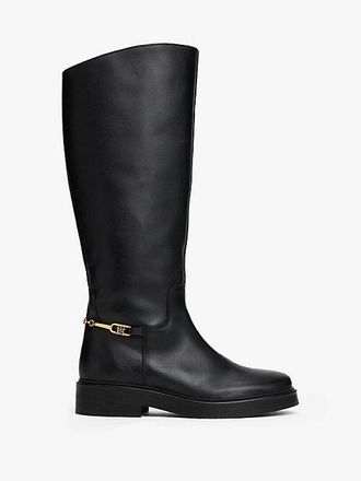 Tommy Hilfiger Leather TH Monogram Horsebit Riding Boots