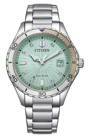 Citizen Marine Eco-Drive Bracelet Watch, 37mm in Silver/Green at Nordstrom Rack