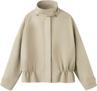 Mango High Neck Oversize Parka with Removable Hood in Khaki at Nordstrom, Size Large