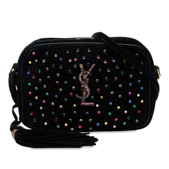 Saint Laurent Tweedehands Su&egrave;de Crystal Monogram Lou Camera Bag